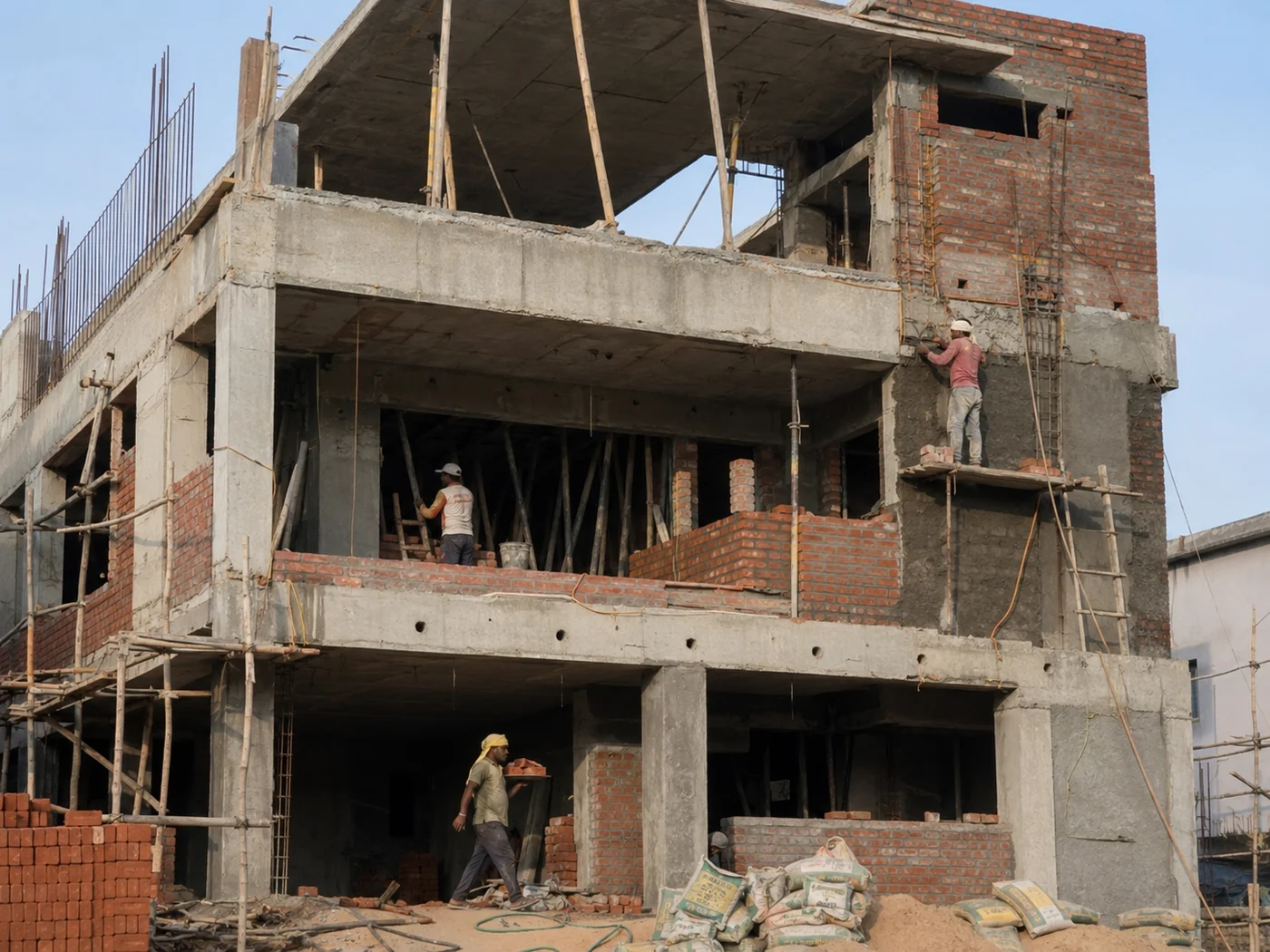 Builder floor construction stage in South Delhi by Sky Skrabers