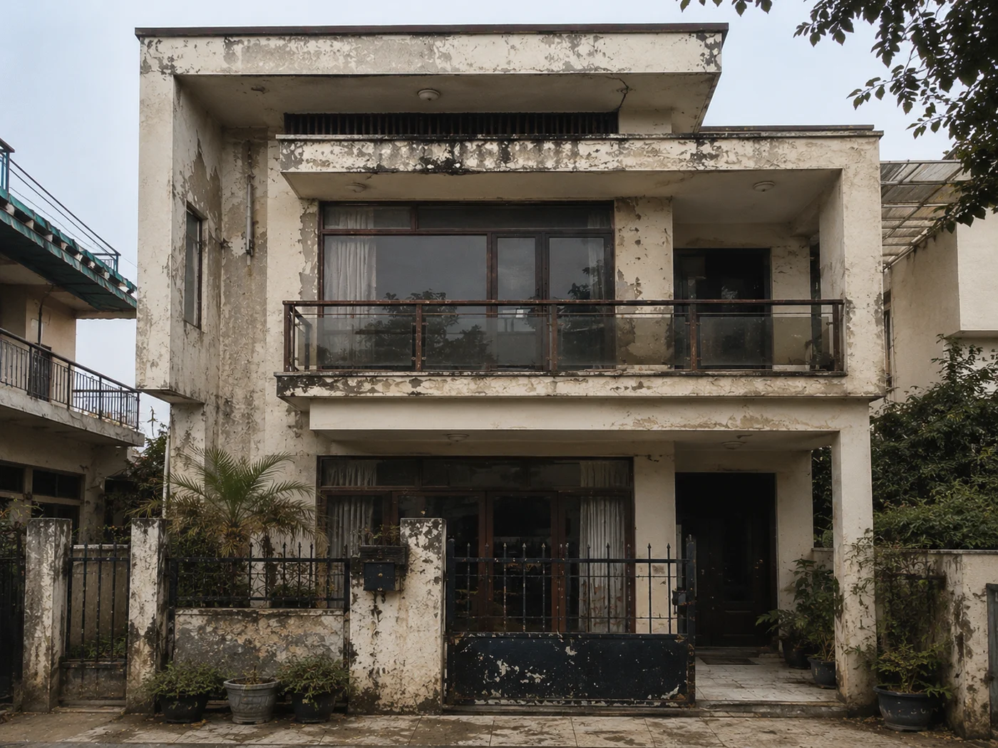 Original South Delhi residential facade before transformation by Sky Skrabers